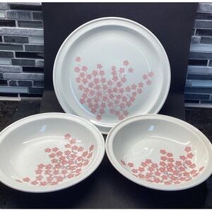 Arabia Finland Mesimarja ceramic dinner & 2 Salad Plates 1960 Extremely Rare One
